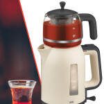 Evia Çayzade Krem 2200 Watt Cam Demlikli Bpa Içermeyen Çay Makinesi Ve Su Isıtıcısı DEML0751 A 