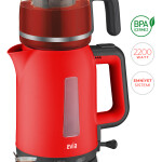 Evia Çayzade Kırmızı 2200 Watt Cam Demlikli Bpa Içermeyen Çay Makinesi Ve Su Isıtıcısı EA-4308K