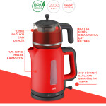 Evia Çayzade Kırmızı 2200 Watt Cam Demlikli Bpa Içermeyen Çay Makinesi Ve Su Isıtıcısı TYC00686952719 