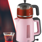 Evia Çayzade Pembe 2200 Watt Cam Demlikli Bpa Içermeyen Çay Makinesi Ve Su Isıtıcısı DEML0744