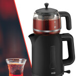 Evia Çayzade Siyah 2200 Watt Cam Demlikli Bpa Içermeyen Çay Makinesi Ve Su Isıtıcısı EA-4308S