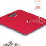 Evia Fokus Geniş Ekran 180kg Kapasiteli Dayanıklı Temper Camlı Beyaz Desenli Dijital Baskül Tartı Kırmızı EA-4107K