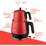 Evia Ladem Vişne Kırmızı Geniş Kapasiteli 2200 Watt Paslanmaz Çelik Çay Makinesi Ve Su Isıtıcısı. EA-4309
