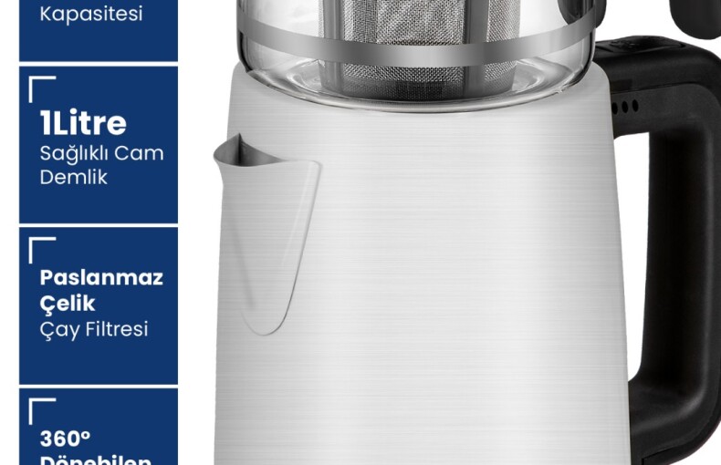 Goldmaster Emirgan Inox 2200 Watt Geniş Hazneli Paslanmaz Çelik Çay Makinesi Ve Su Isıtıcısı