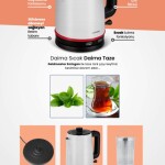 GoldMaster Emirgan Inox 2200 Watt Geniş Hazneli Paslanmaz Çelik Çay Makinesi Ve Su Isıtıcısı 